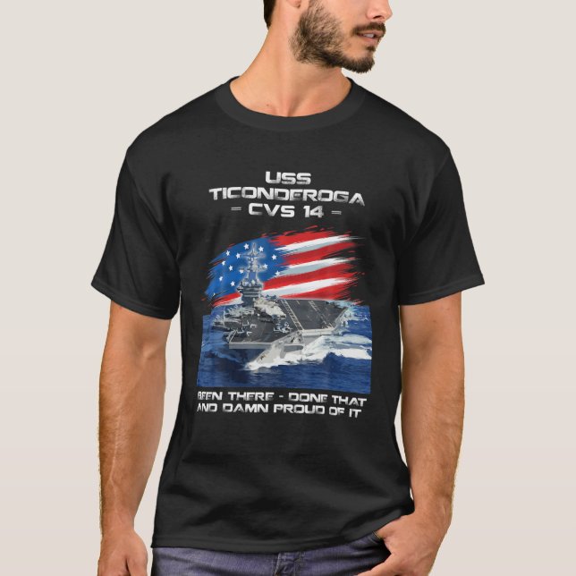 USS Ticonderoga CVS-14 Aircraft Carrier Veteran Da T-Shirt (Front)