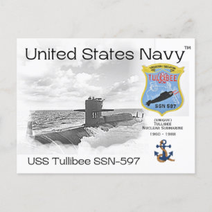 USS TULLIBEE SSN-597 SUBMARINE - POSTCARD