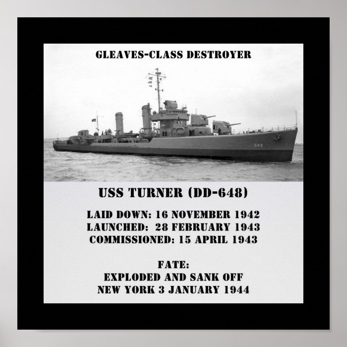 USS Turner (DD 648) Posters