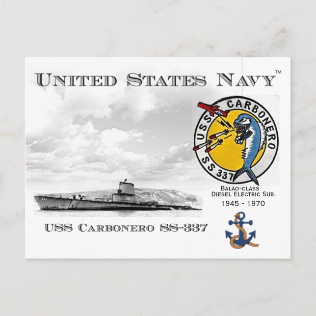 USS USS CARBONERO SS-337 SUBMARINE     - POSTCARD (Front)