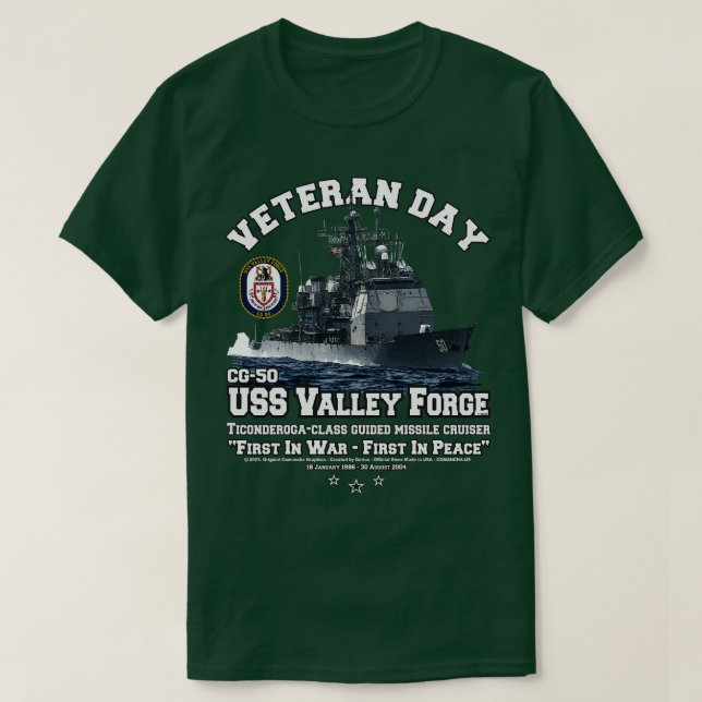USS Valley Forge CG50 US Cruiser Veterans T-Shirt (Design Front)