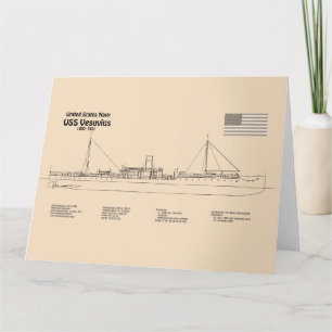 USS Vesuvius - Ship Blueprint Plans SD Thank You Card