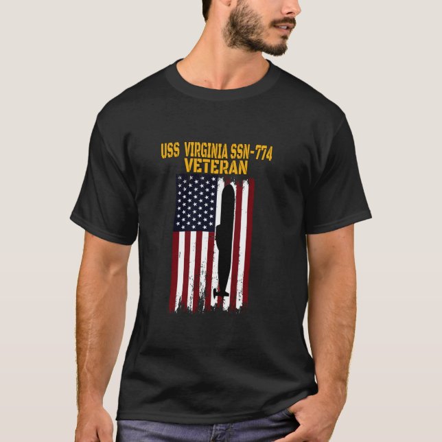 USS Virginia SSN 774 Submarine Veterans Day Father T-Shirt (Front)