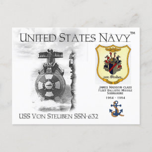USS VON STEUBEN SSN-632 SUBMARINE - POSTCARD