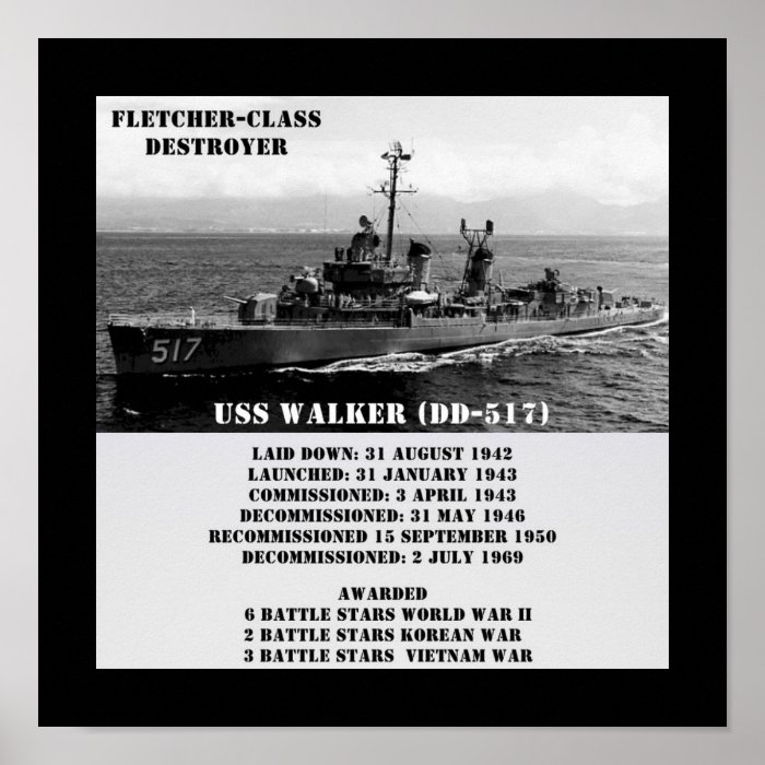 USS Walker (DD 517) Poster