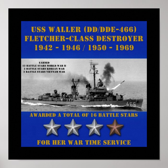 USS Waller (DD/DDE 466) Poster