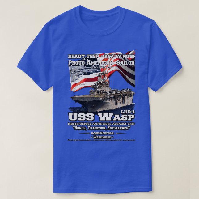 USS Wasp LHD1 amphibious assault ship T-Shirt (Design Front)