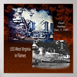 USS West Virgina, Pearl Harbor 1941 Small Poster