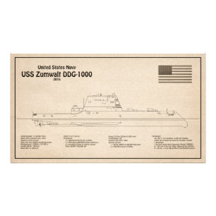 USS Zumwalt - Ship Blueprint Plans SD Photo Print