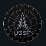 USSF | United States Space Force Dart Board<br><div class="desc">Showcase admiration for the United States Space Force with a sleek design featuring bold and patriotic elements. Perfect for celebrating pride in this elite military branch with a touch of modern style.</div>