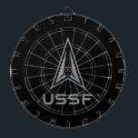 USSF | United States Space Force Dart Board<br><div class="desc">Showcase admiration for the United States Space Force with a sleek design featuring bold and patriotic elements. Perfect for celebrating pride in this elite military branch with a touch of modern style.</div>
