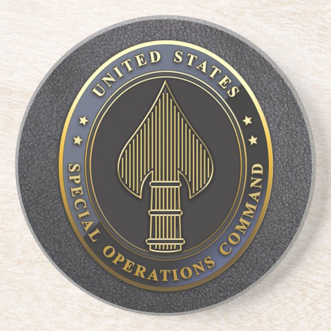 USSOCOM Emblem Sandstone Coaster (Front)