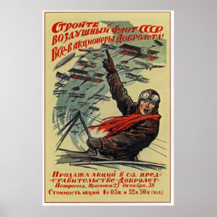 USSR ~ Build Up The Air Fleet  "Dobrolyot" 1923 Poster