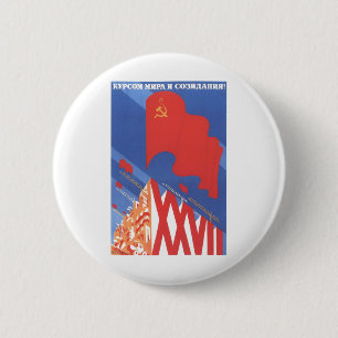 USSR CCCP Cold War Soviet Union Propaganda Posters Button
