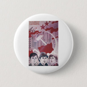 USSR CCCP Cold War Soviet Union Propaganda Posters Button