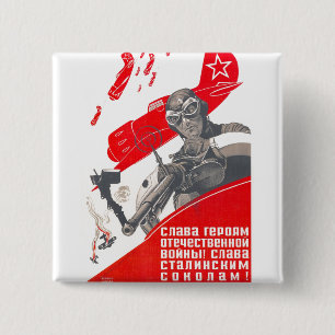 USSR CCCP Cold War Soviet Union Propaganda Posters Button