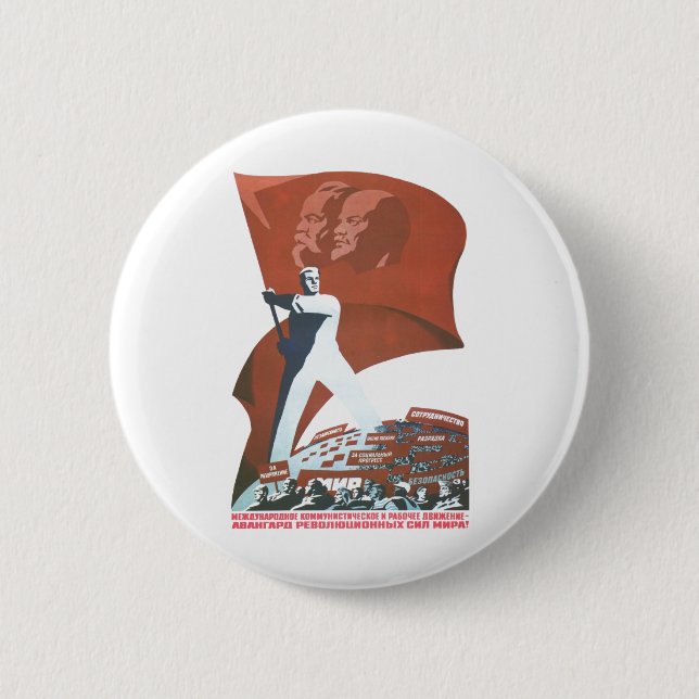 USSR CCCP Cold War Soviet Union Propaganda Posters Pinback Button (Front)