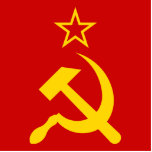 USSR Flag - Soviet Union Flag Cutout<br><div class="desc">Yellow hammer and sickle on red flag. Historic flag of the Soviet Union.</div>