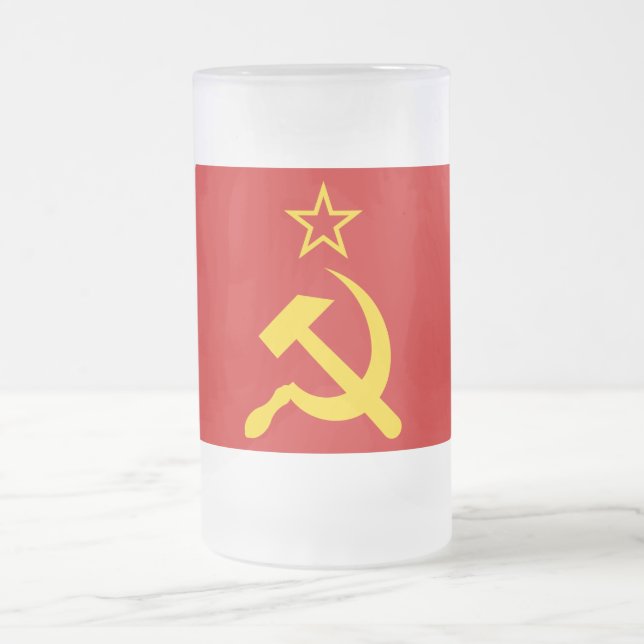 USSR Flag - Soviet Union Flag Frosted Glass Beer Mug (Center)