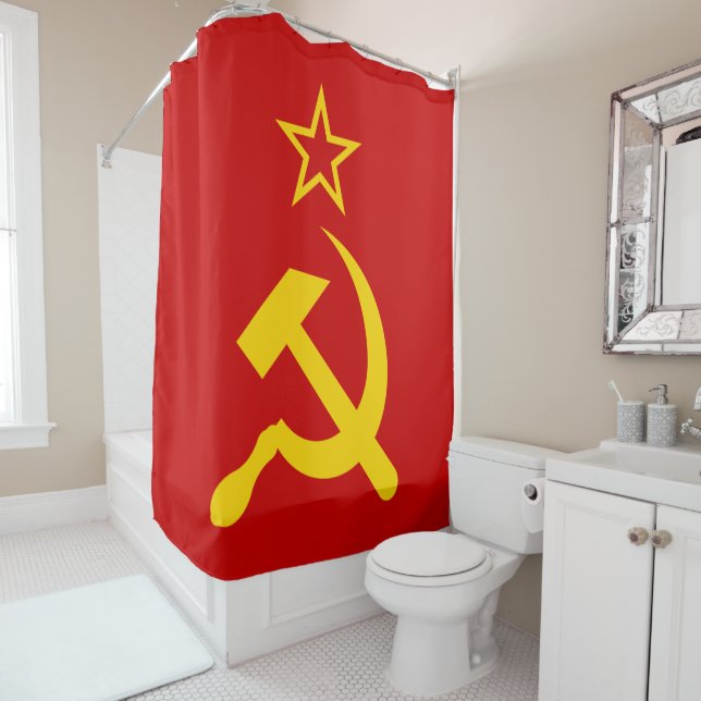 USSR Flag - Soviet Union Flag Shower Curtain (In Situ)
