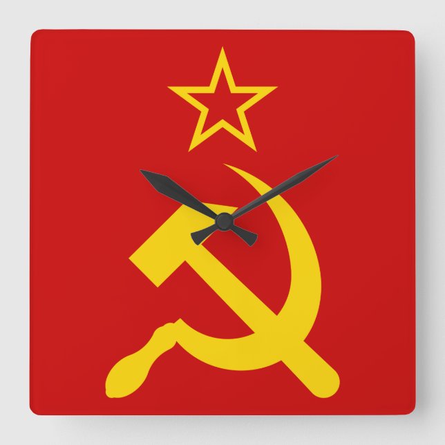 USSR Flag - Soviet Union Flag Square Wall Clock (Front)