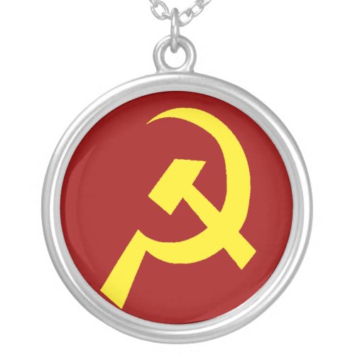USSR Hammer Sickle Symbol Silver Plated Necklace