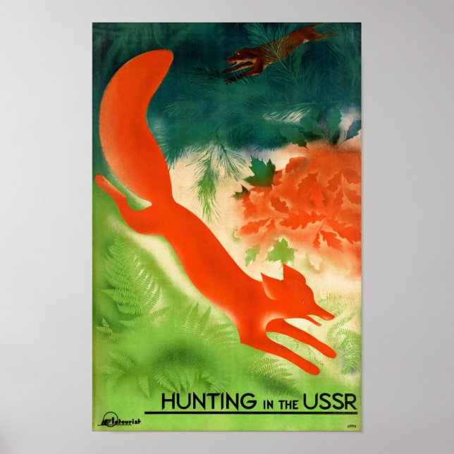 USSR Hunting Restored Vintage Travel Poster (Front)