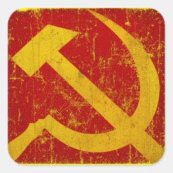 Ussr Russia Hammer & Sickle Grunge Stickers by HumphreyKing at Zazzle