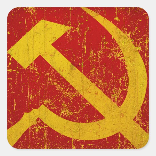USSR Russia Hammer & Sickle Grunge Stickers (Front)