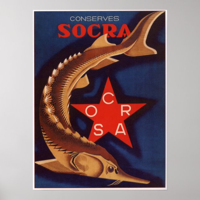 USSR Soviet  Canned Sturgeon Advertising 1932 Poster (Front)