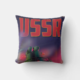 USSR soviet russia cartoon travel poster art. Throw Pillow