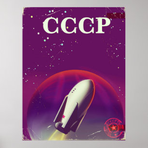 USSR Soviet space race travel poster