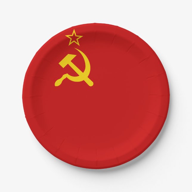 USSR Soviet Union Communist Sickle and Hammer Paper Plates (Front)