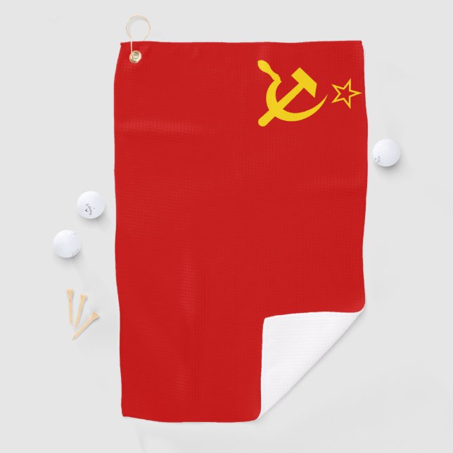 USSR Soviet Union Flag Communist Sickle and Hammer Golf Towel (InSitu)