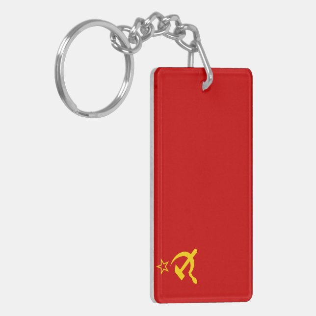 USSR Soviet Union Flag Communist Sickle and Hammer Keychain (Front Left)