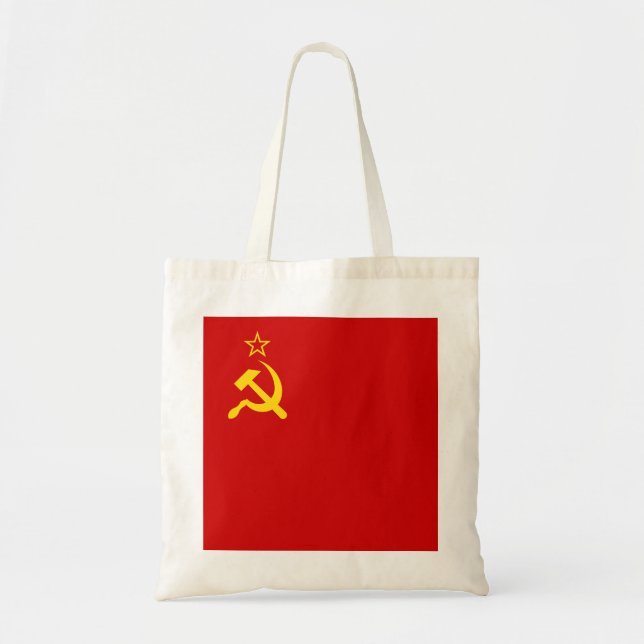 USSR Soviet Union Flag Communist Sickle and Hammer Tote Bag (Front)