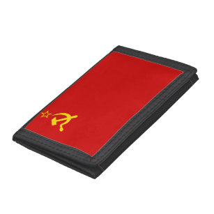 CCCP Russian Hammer and Sickle Orange Aluminum Hard Credit Card Wallet 