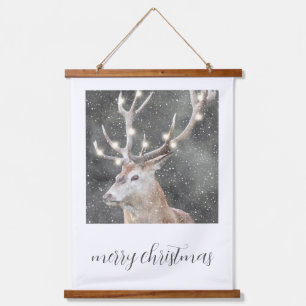 ustic Watercolor Winter Stag Christmas Hanging Tapestry