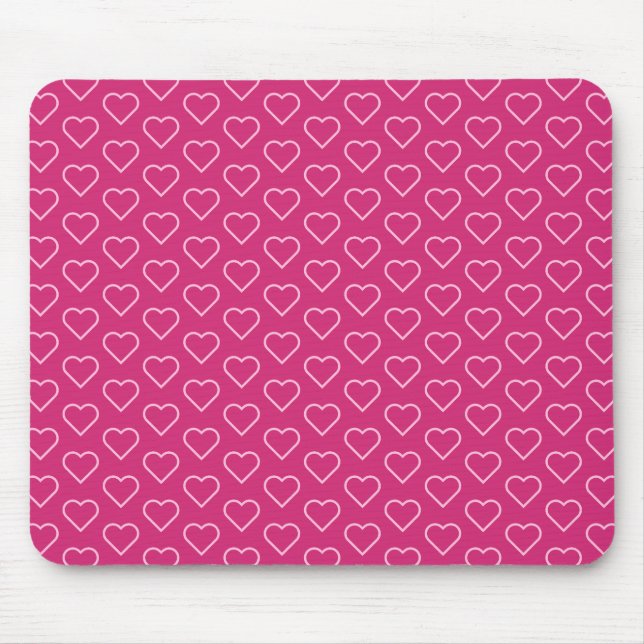ustom Colors Mouse Pad with Pink Love Hearts (Front)