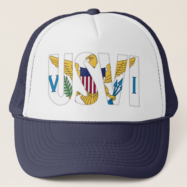 USVI US Virgin Islands Flag Caribbean  Trucker Hat (Front)