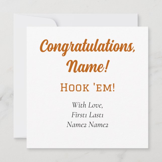 UT Longhorns Hook 'em! Gift Card Tag (Front)