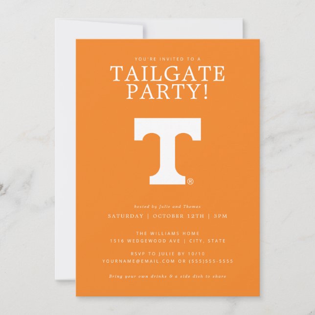 UT Tennessee Volunteers Tailgate Party Invitation (Front)