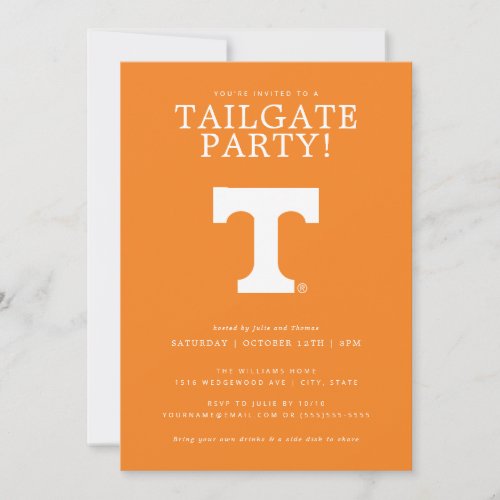 UT Tennessee Volunteers Tailgate Party Invitation