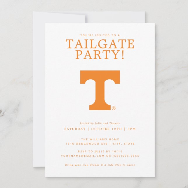 UT Tennessee Volunteers Tailgate Party Invitation (Front)