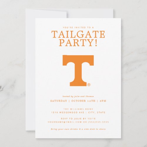 UT Tennessee Volunteers Tailgate Party Invitation