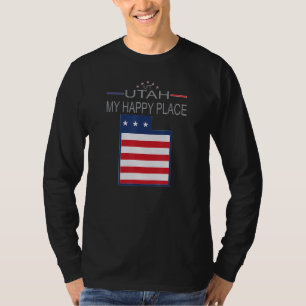 UT Utah My Happy Place USA States Flag Map T-Shirt