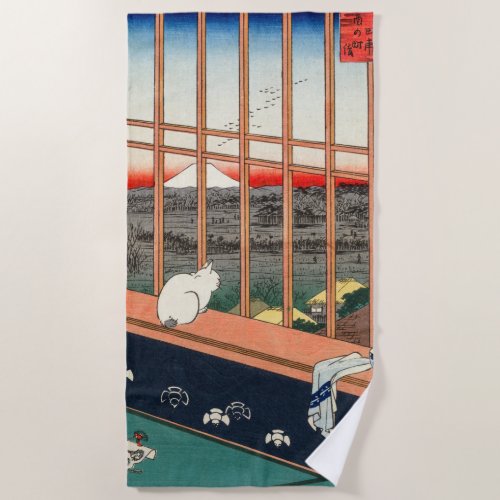 Utagawa Hiroshige _ Asakusa Rice fields Beach Towel