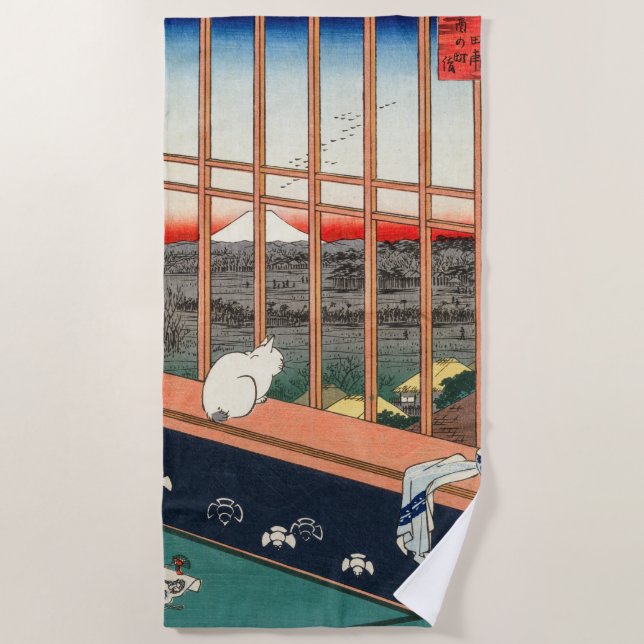 Utagawa Hiroshige - Asakusa Rice fields Beach Towel (Front)