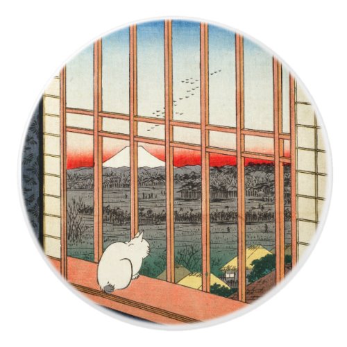 Utagawa Hiroshige _ Asakusa Rice fields Ceramic Knob
