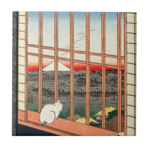 Utagawa Hiroshige _ Asakusa Rice fields Ceramic Tile